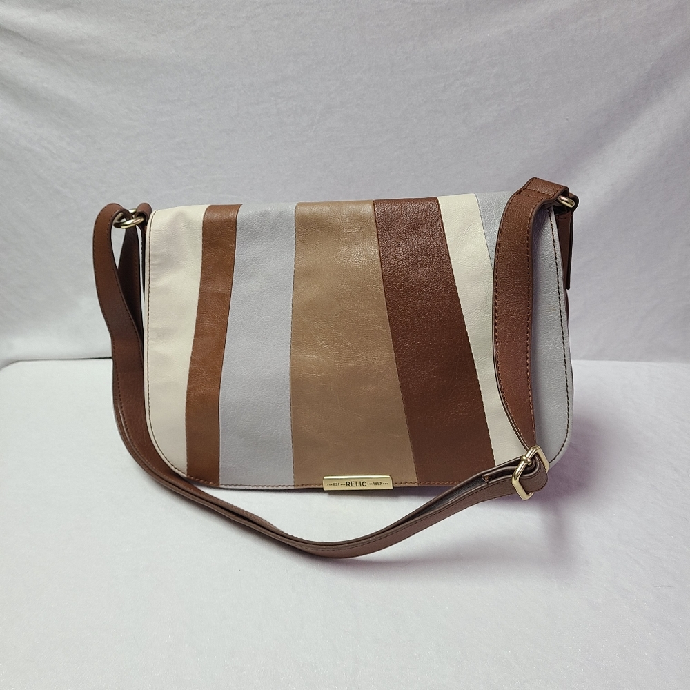Relic shoulder bag with pieced front opening